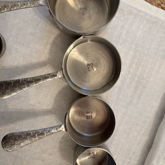 MacKenzie-Childs Silver Measuring Cups and Spoons Set - Picture 2 of 9